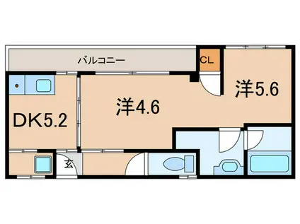 メビウス駒ヶ林レジデンス(2DK/3階)の間取り写真