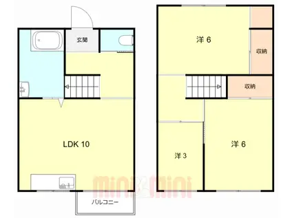杭瀬第三団地10号棟(3LDK/2階)の間取り写真