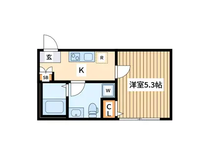 キープ ラグーン桜ヶ丘 A棟(1K/1階)の間取り写真