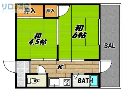 吹明マンション(2K/2階)の間取り写真