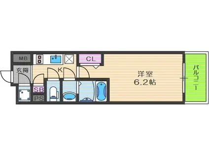 エスリード天神橋筋六丁目(1K/7階)の間取り写真