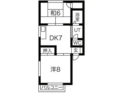 メーゾン亜嶺(2DK/2階)の間取り写真