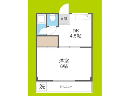 グリーンハイツ中宮(1DK/3階)の間取り写真