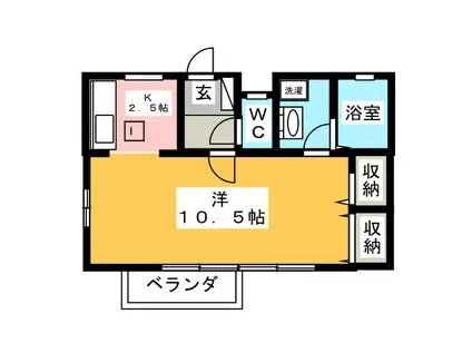 サザンヒルS(ワンルーム/1階)の間取り写真