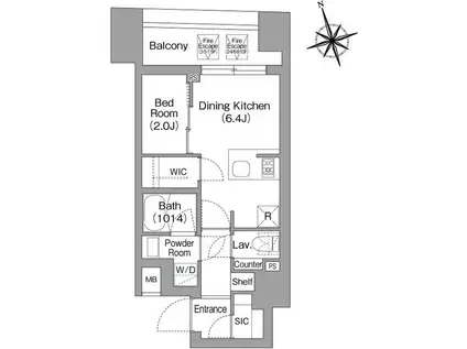 コンフォリア・リヴ八丁堀(1DK/5階)の間取り写真