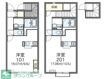 レオネクストビィグラッドII43944(1K/2階)の間取り写真