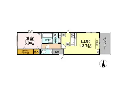 カサ クアルト(1LDK/1階)の間取り写真