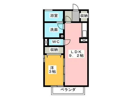 グランドソレーユ(1LDK/2階)の間取り写真