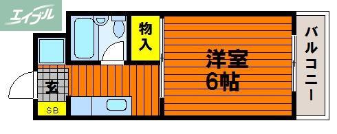 シャルム岡本(1K/3階)の間取り写真