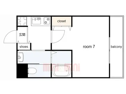 AILE武庫之荘II(1K/2階)の間取り写真