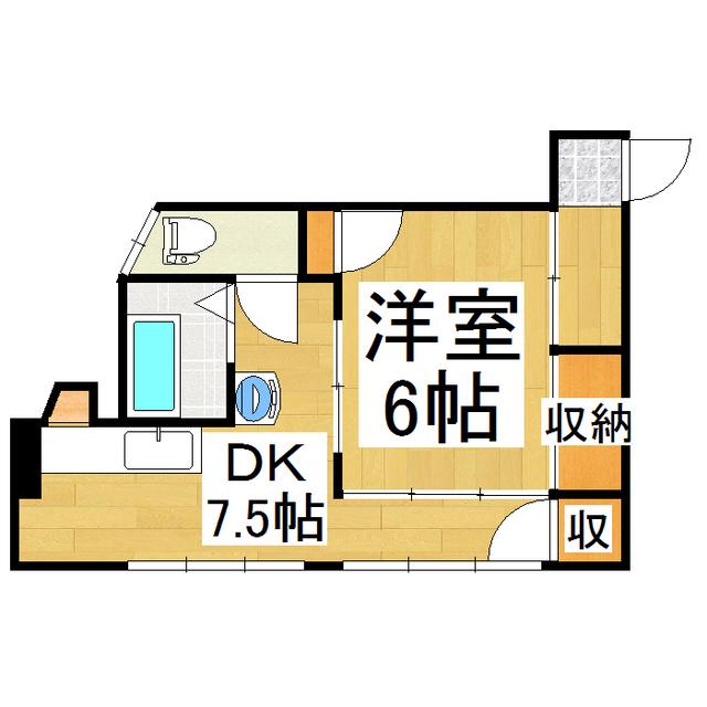 ただちやビル(1DK/2階)の間取り写真