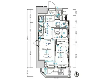 ARKMARK国分寺(1SDK/7階)の間取り写真