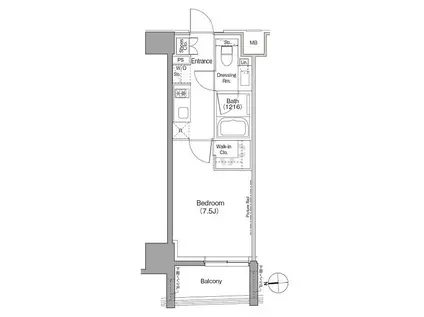 ザ・パークハビオ根岸三丁目(1K/2階)の間取り写真