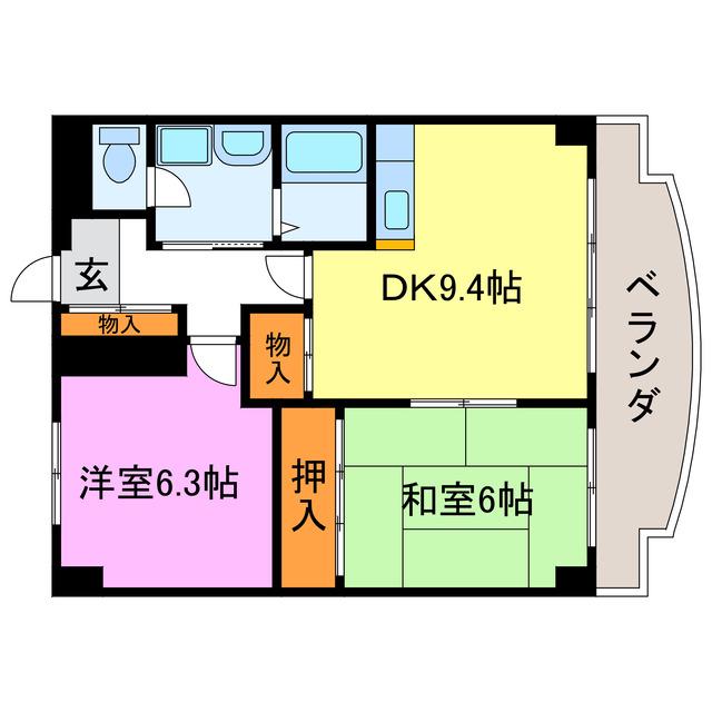サウスビレッジ(2DK/1階)の間取り写真