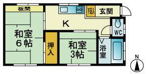 萱沼荘(2K/2階)の間取り写真