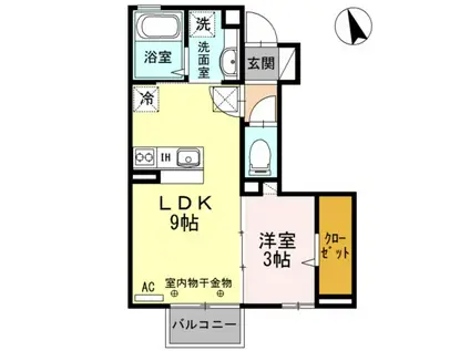 ディア コート II (1LDK/1階)の間取り写真