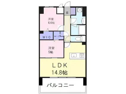 グランプレジール(2LDK/5階)の間取り写真