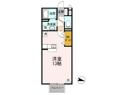 サンローズコートII(ワンルーム/2階)の間取り写真