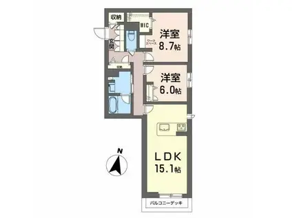 ヘスティア(2LDK/1階)の間取り写真
