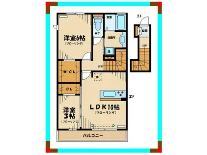 アヴェニール(2LDK/2階)の間取り写真