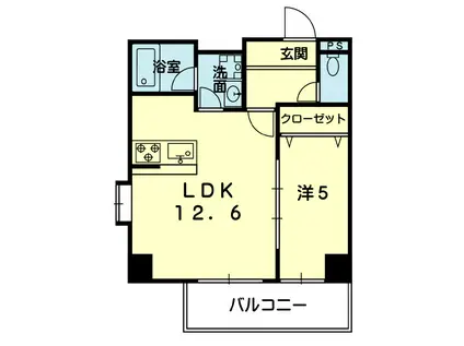 ボヌール熊本駅(1LDK/6階)の間取り写真