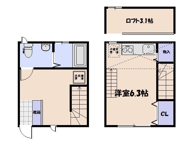CASA COZYコイン通(1LDK/1階)の間取り写真