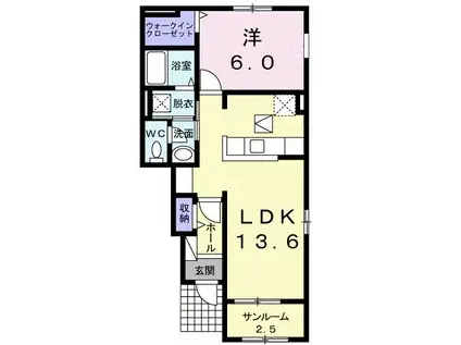 ル・リアンII(1LDK/1階)の間取り写真