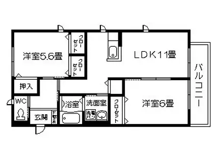 フォレストガーデンA(2LDK/2階)の間取り写真