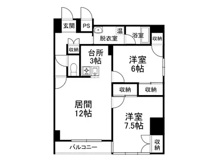 センターシティ(2LDK/3階)の間取り写真