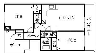 ファンテージ(2LDK/1階)の間取り写真