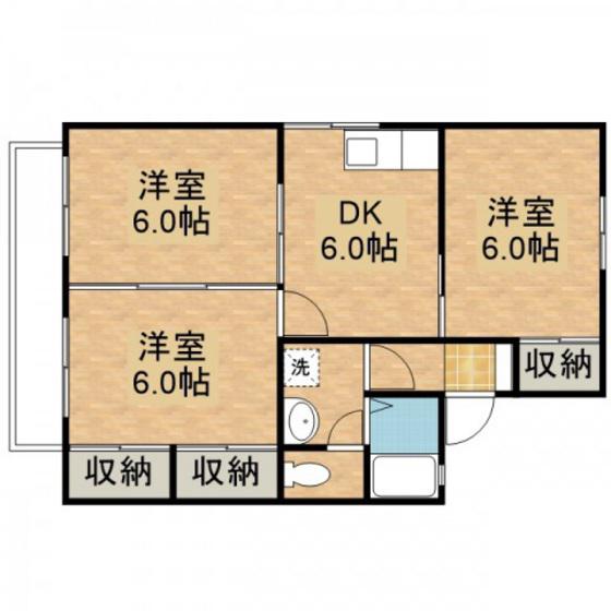 セジュール花みずきC棟(3DK/1階)の間取り写真