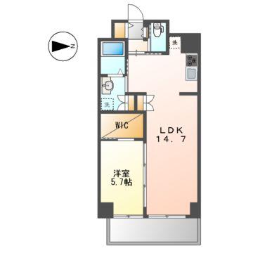 コートアクシスYOINN(1LDK/8階)の間取り写真