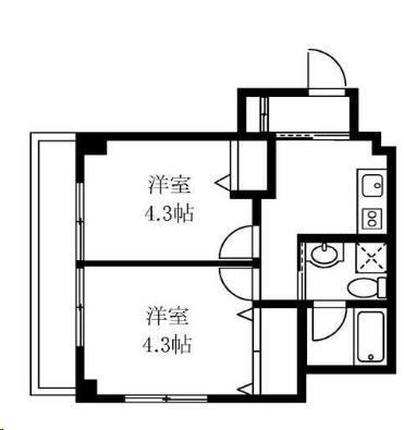 諏訪町マンション(2K/2階)の間取り写真