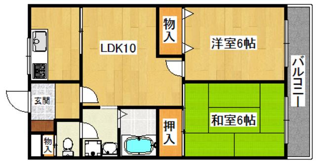 城南パレス(2LDK/3階)の間取り写真