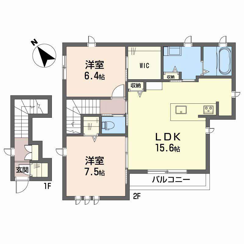 コオリナテラス(2LDK/2階)の間取り写真