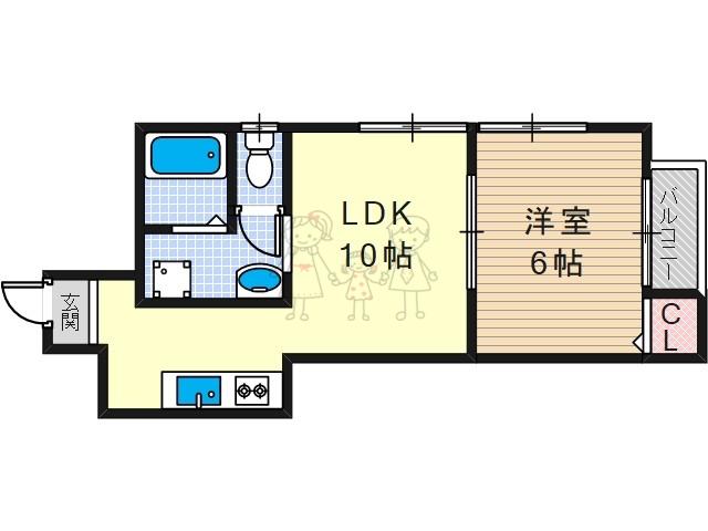 ハイマートハウス十善地(1LDK/2階)の間取り写真