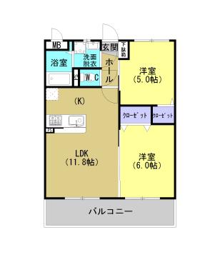 グレース皇徳寺(2LDK/2階)の間取り写真
