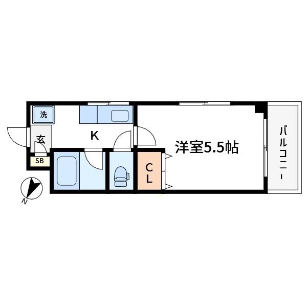サンワードパレスTAMAOKA(1K/4階)の間取り写真