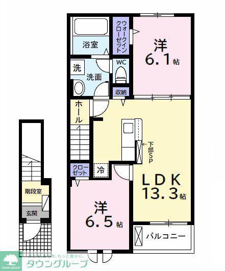 カーサ ルーチェ(2LDK/2階)の間取り写真