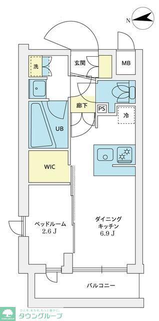 アジールコート豪徳寺(1DK/2階)の間取り写真