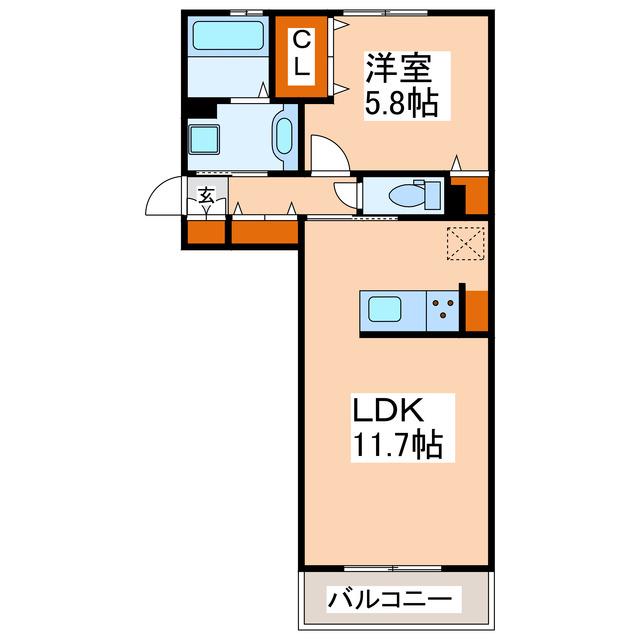 レジデンス下南部(1LDK/3階)の間取り写真