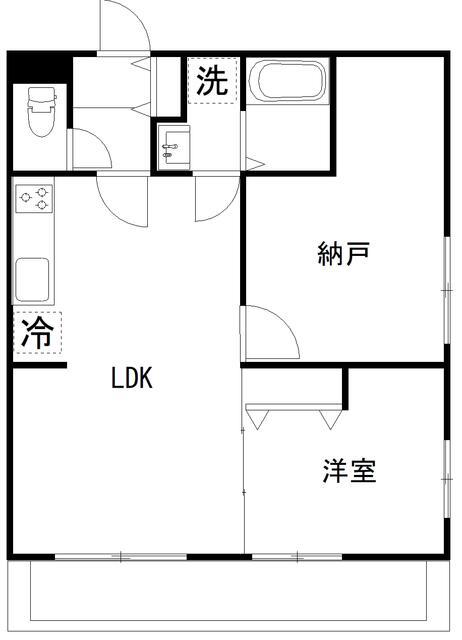 カルディア中央(1SLDK/5階)の間取り写真