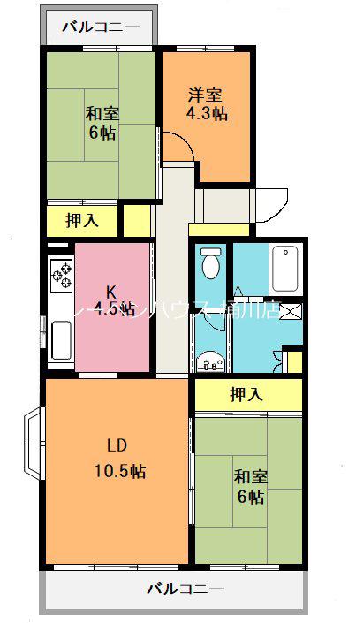 パークタウン若宮4号棟(3LDK/4階)の間取り写真