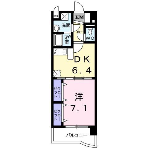 サン・プラシード(1DK/1階)の間取り写真