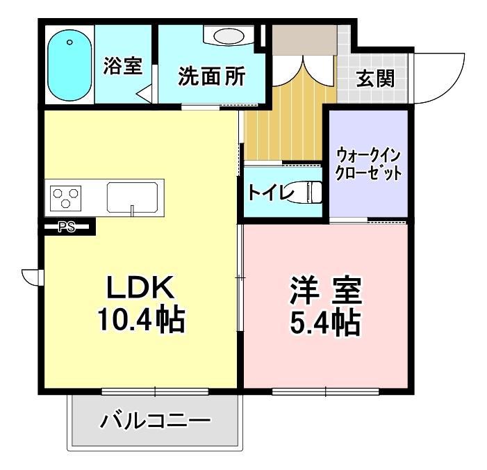 カレント(1LDK/2階)の間取り写真