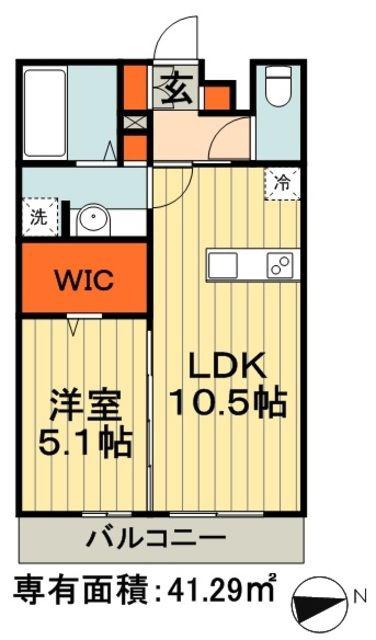 ディアコート鹿放ヶ丘(1LDK/2階)の間取り写真