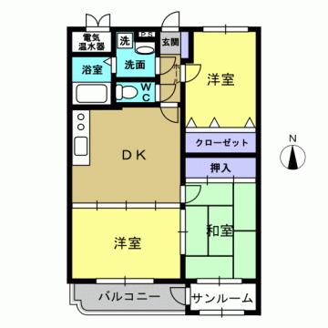 グリーンエンジェル(3DK/3階)の間取り写真