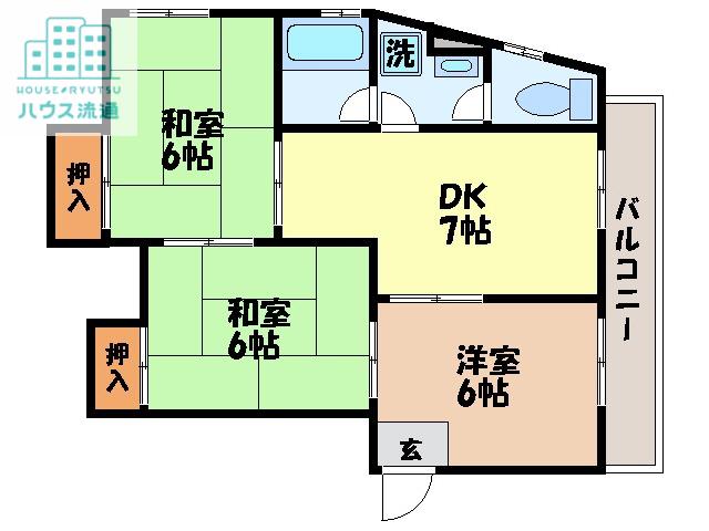 サンハイツ・江里(3DK/2階)の間取り写真