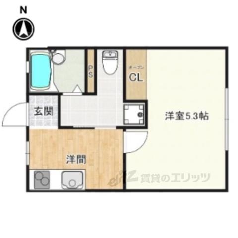 ハイツ大門(1K/2階)の間取り写真