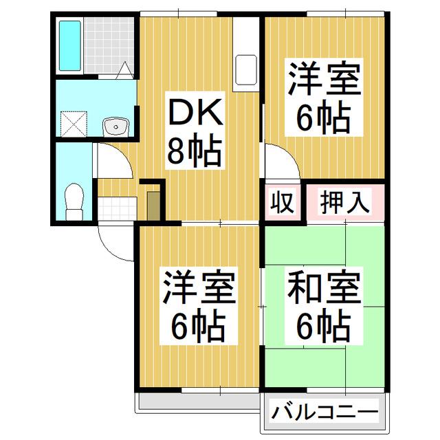 タウニィ稲葉 NE(3DK/1階)の間取り写真
